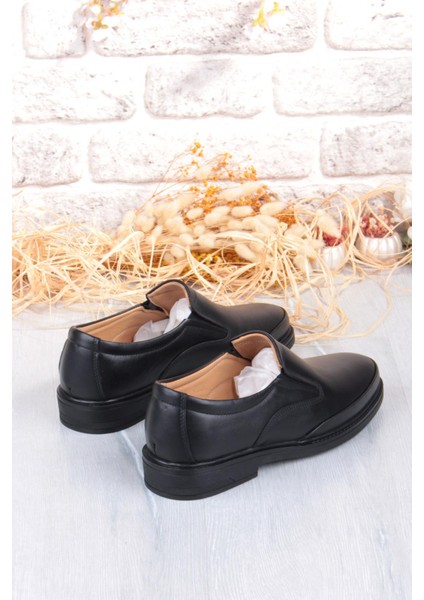 32780 Siyah Yumuşak Esnek Deri Erkek Ayakkabı