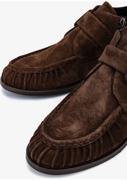 Kadın Hakiki Deri Kahverengi Süet Düz Bot 1167 1014 Bn Bot SK25-26 Kahve Suet modelleri