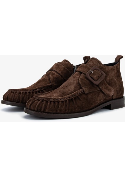 Kadın Hakiki Deri Kahverengi Süet Düz Bot 1167 1014 Bn Bot SK25-26 Kahve Suet fırsatları