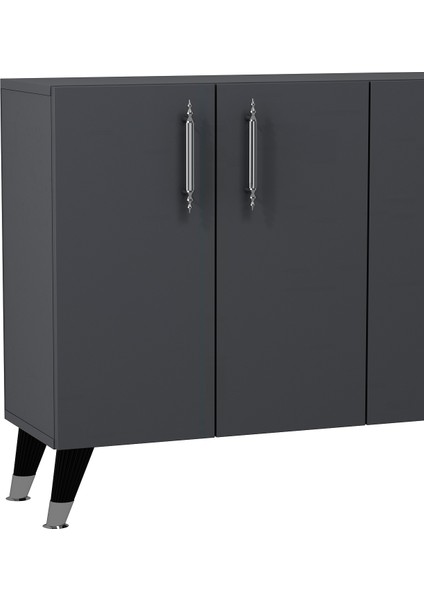 8190KM-128CT Konsol,kahve Köşesi,ayakkabılık,ofis Evrak Dolabı,mutfak Kiler Dolabı,tv Ünitesi-Antrasit-Gümüş modelleri