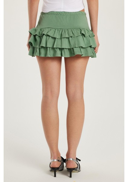 Kadın Regular Fit %100 Pamuk Düz Yeşil Etek indirimleri