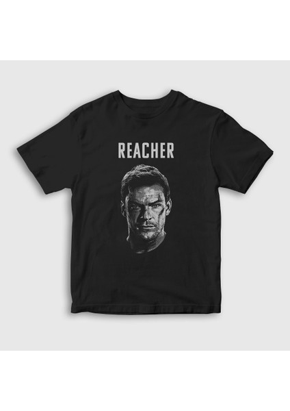 Unisex Çocuk Siyah Fight Reacher Alan Ritchson T-Shirt