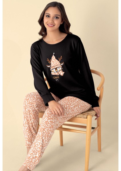 Kadın Bisiklet Yaka Düğmesiz Bilekler Lastikli/jogger Yumuşak Termal Kışlık Pijama Takımı fırsatları