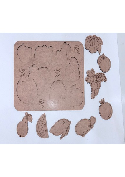 Ahşap Meyveler Eğitici Puzzle ve Boyama Tablası modelleri