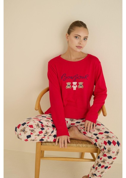 Kadın Bisiklet Yaka Düğmesiz Bilekler Lastikli/jogger Yumuşak Termal Kışlık Pijama Takımı indirimleri