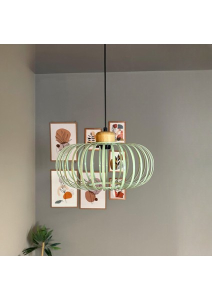 Este Mint Sarkıt Avize Geniş Ahşap Iç Mekan Aydınlatma Dekoratif Mutfak Hol Cafe Ofis