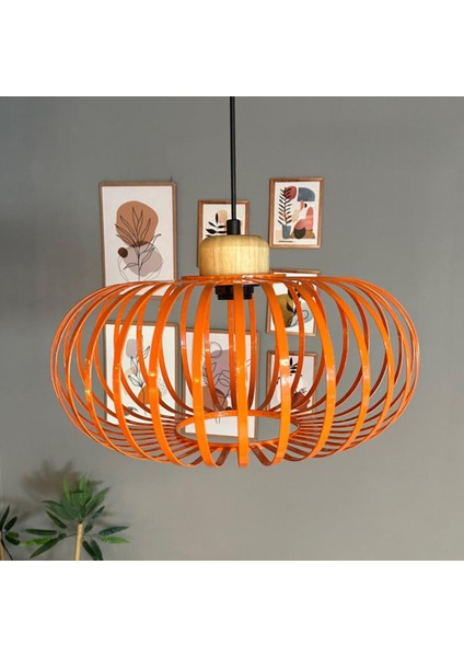 Este Turuncu Sarkıt Avize Geniş Ahşap Iç Mekan Aydınlatma Dekoratif Mutfak Hol Cafe Ofis