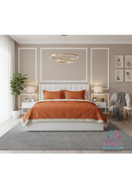 Point Çift Kişilik Yatak Örtüsü Kiremit