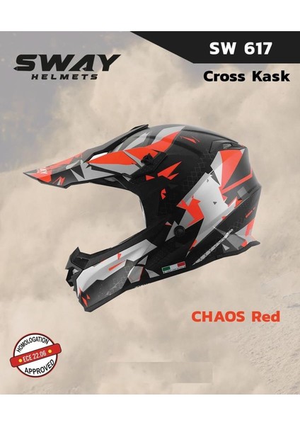 Chaos Full Face Tam Korumalı Kask (M/57-58CM) Kırmızı - Gri fiyatları