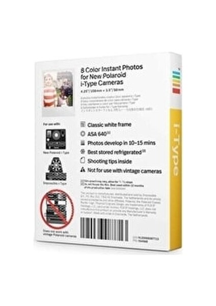 Color I-Type Uyumlu 8'li Film 2023 Tarihli OneStep 2 ve Polaroid Now ile Uyumlu modelleri