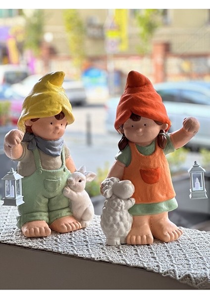 Bahçe Heykel Seti, Erkek ve Kız Çocuk Bahçe Konsepti, Bahçe Dekorasyon