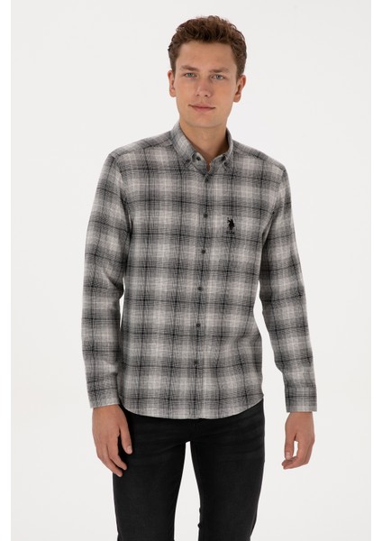 Erkek Siyah Gömlek Desenli 50308583-VR046