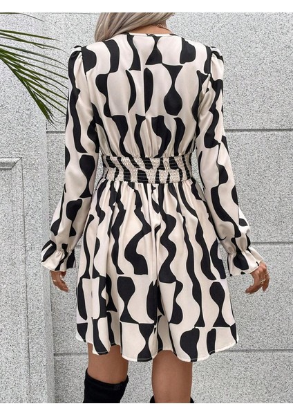 Kadın Uzun Kollu Beli Büzgü Detaylı Kolları Lastikli Dalgıç Midi Elbise indirimleri