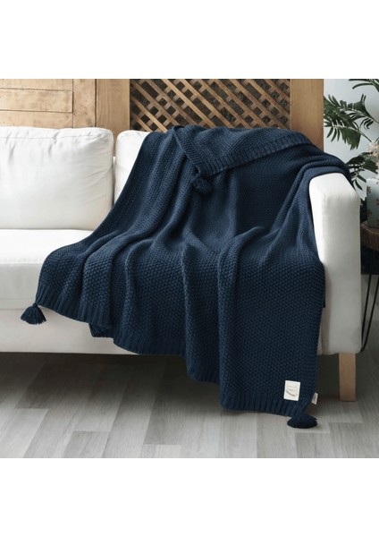 Coco Pirinç Örgü Ponponlu Triko Tv Battaniyesi Throw Koltuk Şalı