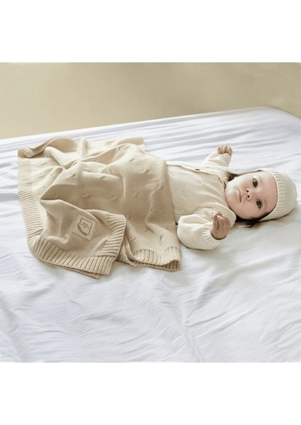 Pamuklu Triko Örgü Bebek Battaniyesi Sycamore