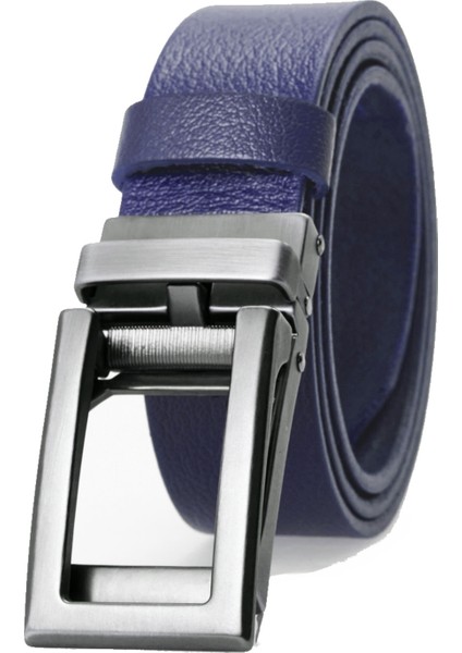 Lacivert Otomatik Tokalı Deliksiz %100 Hakiki Manda Derisi Klasik Erkek Kemeri