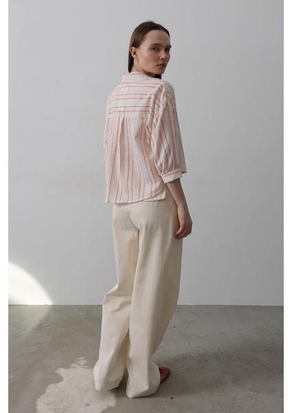 Çift Pileli Palazzo Pantolon - Natür fırsatları