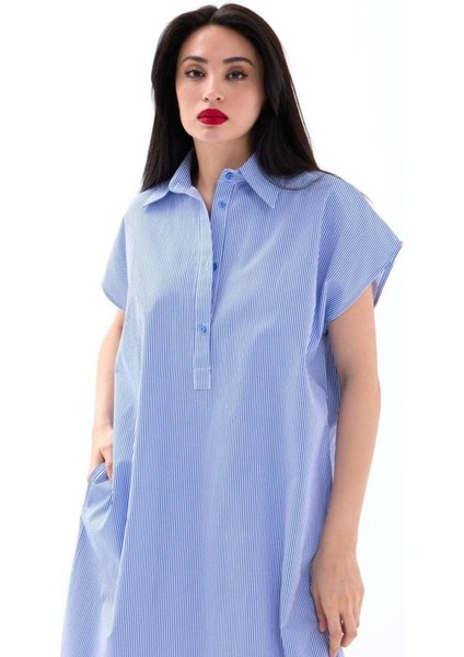 7450 Elbise-Mavi Beyaz Çizgili modelleri