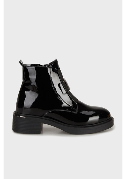 Toka Detaylı Fermuarlı Kalın Taban Parlak Bot Bayan Bot PC55159