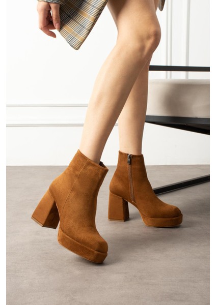 Zoranta Kadın Bot Fermuarlı Platformlu Taba Süet fiyatları