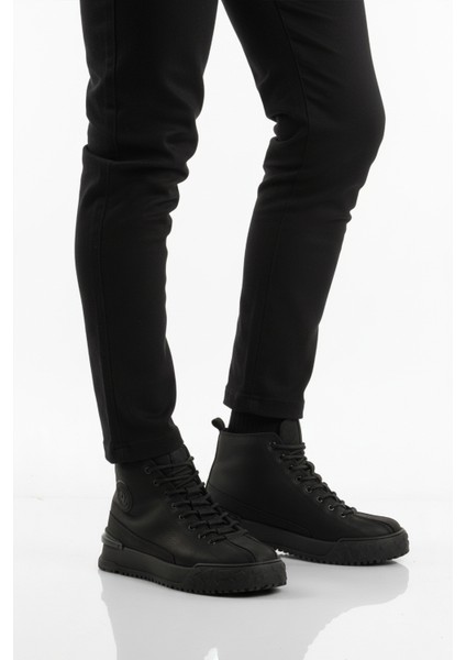 Siyah Nubuk Hakiki Deri Kaymaz Erkek Bot 260014 M