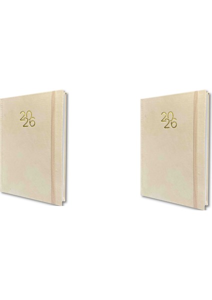 Gezginler Kırtasiye 14*20 2026 Ajanda 2 Adet Pastel Krem