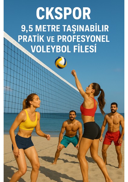 Ckspor 9.5 Metre Taşınabilir Pratik ve Profesyonel Voleybol Filesi Çantalı Voleybol Filesi CKS215