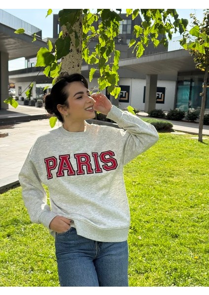 Paris Işlemeli Şardonlu Sweatshirt