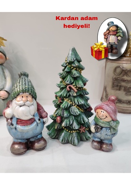 Noel ( Yılbaşı ) Biblo 3 ' Lü Set Model 1 (Kardan Adam Hediyeli )