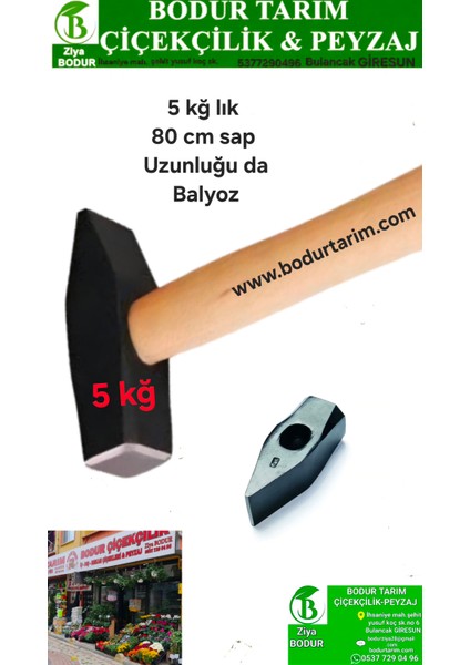 Bulancak 5 Kğ Lık 80 cm uzunluğunda Ağaç Saplı Dövme Çelik Kesme Balyozu