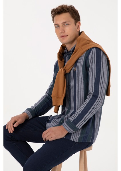 Erkek Koyu Yeşil Gömlek Desenli 50308219-VR079