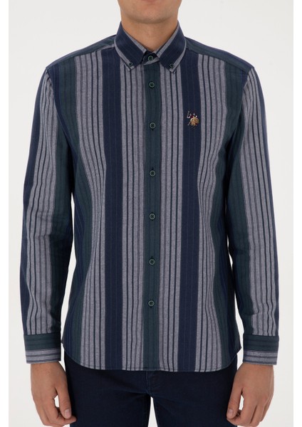 Erkek Koyu Yeşil Gömlek Desenli 50308219-VR079