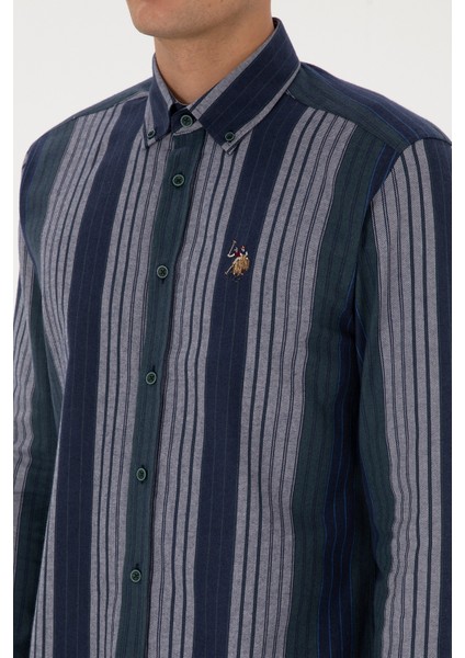 Erkek Koyu Yeşil Gömlek Desenli 50308219-VR079