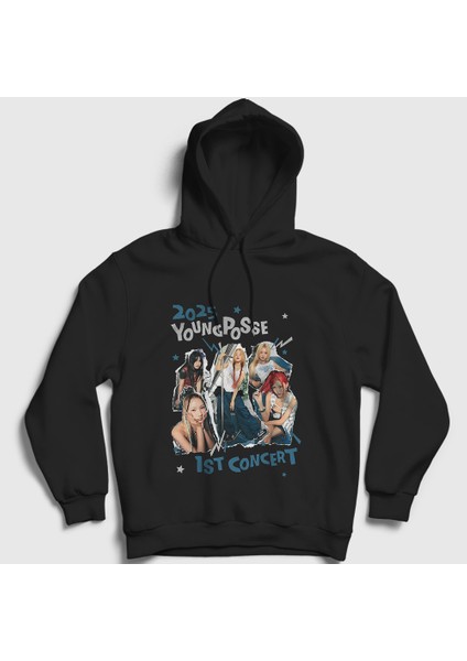 Unisex Siyah First Concert Young Posse Kapüşonlu Sweatshirt