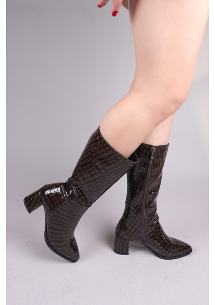 Gloria Kroko Yarım Çizme Kahverengi modelleri