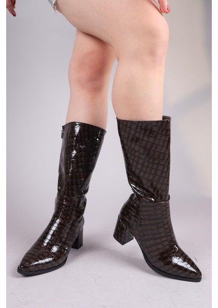 Gloria Kroko Yarım Çizme Kahverengi fırsatları