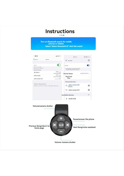 Evrensel Motosiklet Bisikleti Gidon Kontrolör Kablosuz Bluetooth Hacim Müzik Ayar Düğmesi Direksiyon Simidi Kontrolü (Yurt Dışından) modelleri
