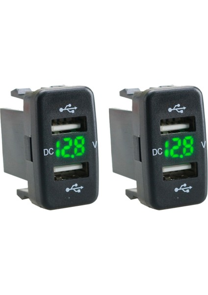 3x Araç Şarj Cihazı Çift USB Port Şarj Volt Ekran Adaptörü Toyota Green Için Uygun (Yurt Dışından)