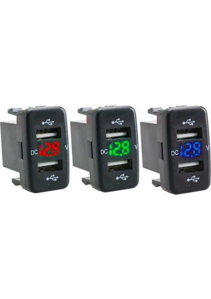 3x Araç Şarj Cihazı Çift USB Port Şarj Volt Ekran Adaptörü Toyota Green Için Uygun (Yurt Dışından) indirimleri