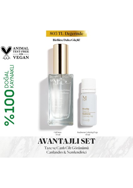 Saf Gül Suyu 50 ml + Kuşburnu Çekirdeği Yağı 10 ml