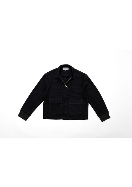 Erkek Triko Örme Fermuarlı Bol Kesim Boxy Fit Ceket Gömlek Overshirt
