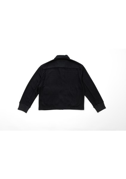 Erkek Triko Örme Fermuarlı Bol Kesim Boxy Fit Ceket Gömlek Overshirt