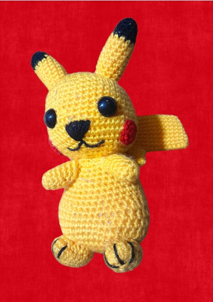 El Yapımı Pikachu Amigurumi Bebek – El Örgüsü Oyuncak | Yumuşak Pamuk Iplikten Sevimli El Işi Oyuncak | Handmade Pikachu Doll