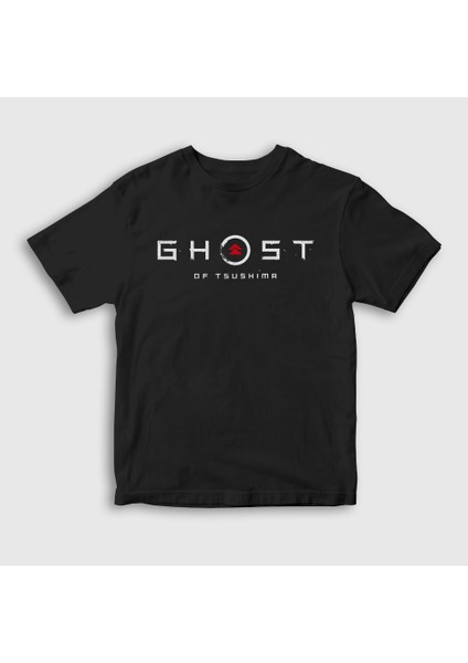 Unisex Çocuk Siyah Logo Oyun Ghost Of Tsushima T-Shirt