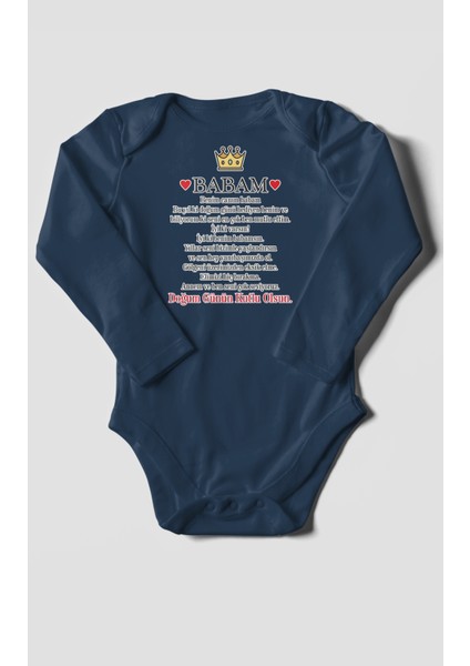 Babam Doğum Günün Kutlu Olsun Baskılı Bebek Zıbını – Çıtçıtlı Body 8 Renk | %100 Pamuk Uzun Kol fiyatları