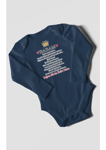 Babam Doğum Günün Kutlu Olsun Baskılı Bebek Zıbını – Çıtçıtlı Body 8 Renk | %100 Pamuk Uzun Kol modelleri