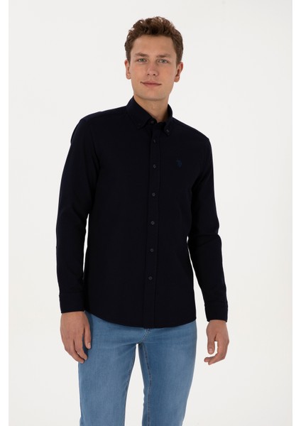 Erkek Lacivert Gömlek Desenli 50308611-VR033