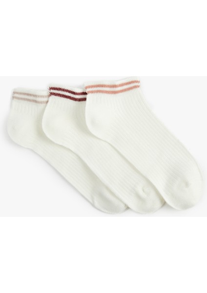 Pamuklu Çizgili 3'lü Patik Çorap Seti