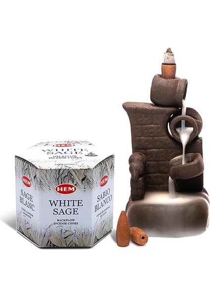 Tütsü Geri Akış Şelale Beyaz Adaçayı Kokulu 40 Konik Tütsü - White Sage Backflow Incense Cones fiyatları