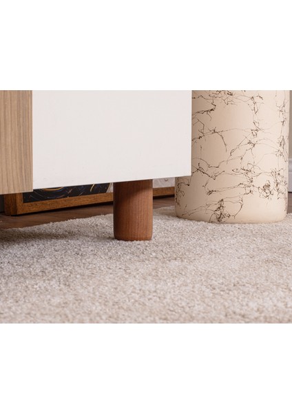 İtra 5 Kapaklı Gardırop – Krem Gövde, Krem MDFLAM Camlı Kapak